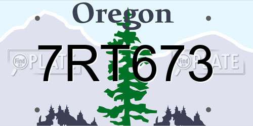 7RT673 Oregon License Plate