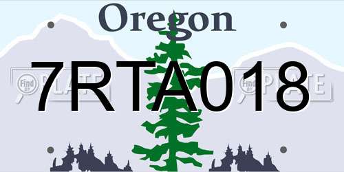 7RTA018 Oregon License Plate