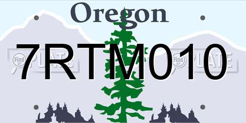 7RTM010 Oregon License Plate