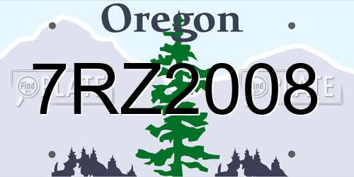 7RZ2008 Oregon License Plate