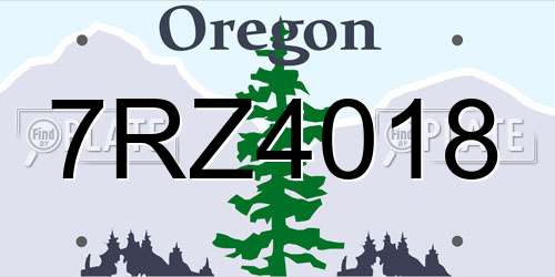 7RZ4018 Oregon License Plate