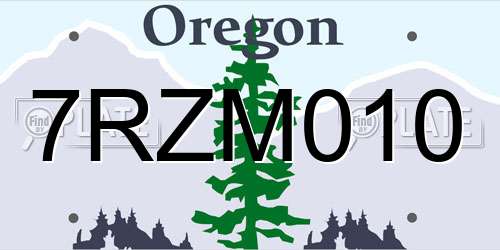 7RZM010 Oregon License Plate