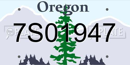 7S01947 Oregon License Plate