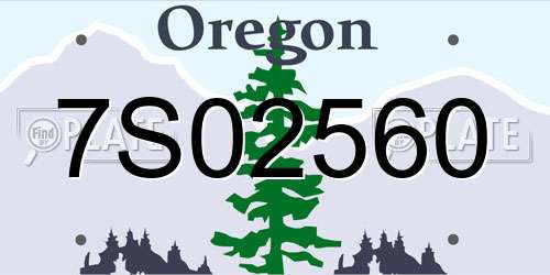 7S02560 Oregon License Plate