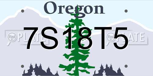 7S18T5 Oregon License Plate