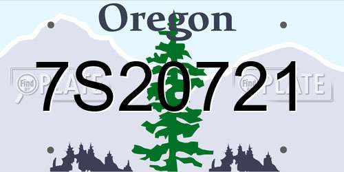 7S20721 Oregon License Plate