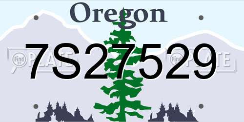 7S27529 Oregon License Plate