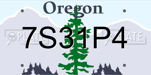 7S31P4 Oregon License Plate