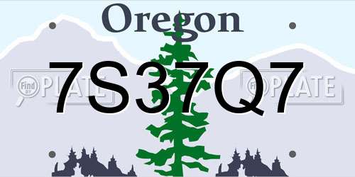 7S37Q7 Oregon License Plate