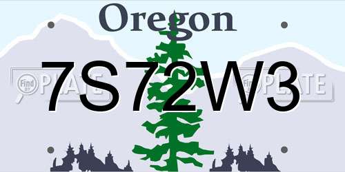 7S72W3 Oregon License Plate