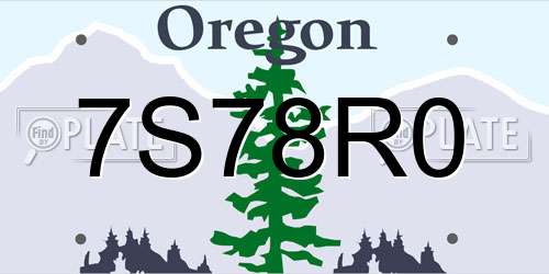 7S78R0 Oregon License Plate