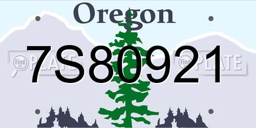 7S80921 Oregon License Plate