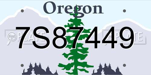 7S87449 Oregon License Plate