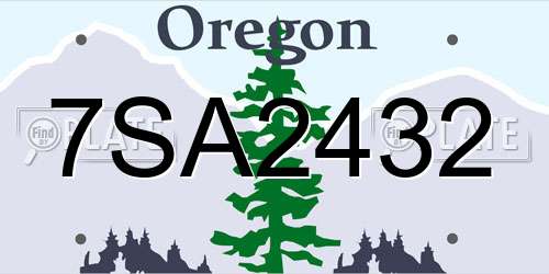 7SA2432 Oregon License Plate