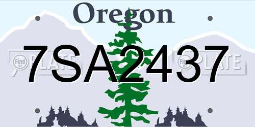 7SA2437 Oregon License Plate