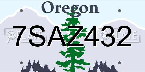 7SAZ432 Oregon License Plate
