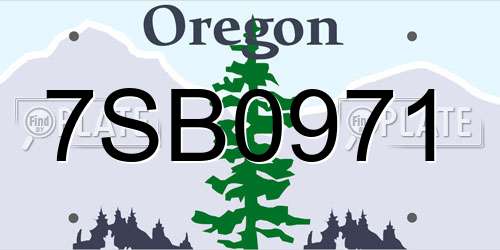 7SB0971 Oregon License Plate