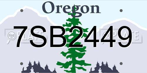 7SB2449 Oregon License Plate
