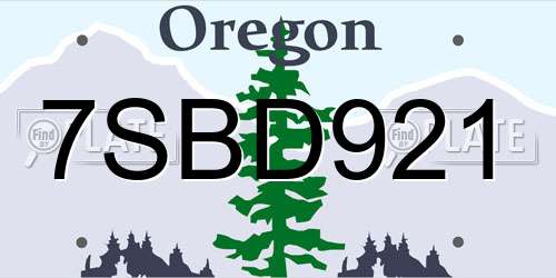 7SBD921 Oregon License Plate