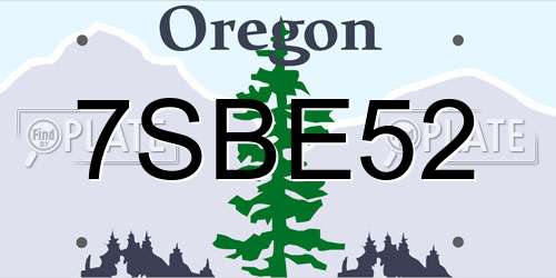 7SBE52 Oregon License Plate