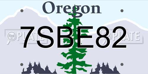 7SBE82 Oregon License Plate