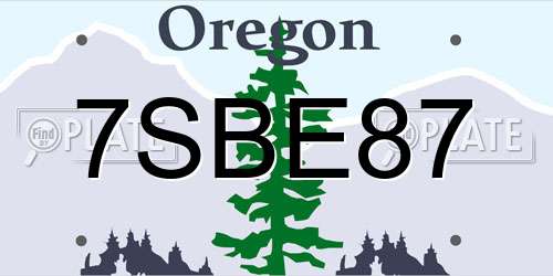 7SBE87 Oregon License Plate