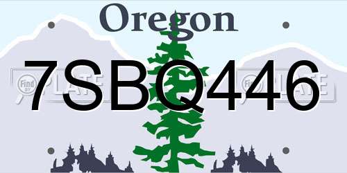 7SBQ446 Oregon License Plate
