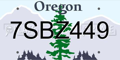 7SBZ449 Oregon License Plate