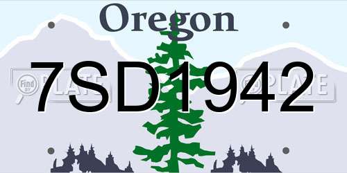 7SD1942 Oregon License Plate