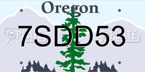7SDD53 Oregon License Plate