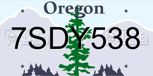 7SDY538 Oregon License Plate