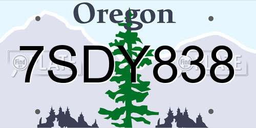 7SDY838 Oregon License Plate