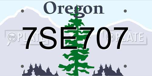 7SE707 Oregon License Plate