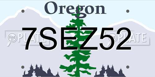 7SEZ52 Oregon License Plate