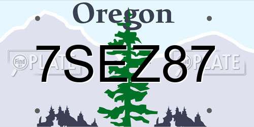 7SEZ87 Oregon License Plate