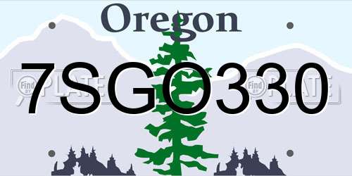 7SGO330 Oregon License Plate