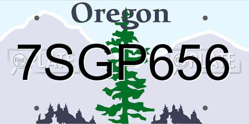 7SGP656 Oregon License Plate