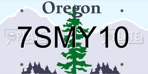 7SMY10 Oregon License Plate