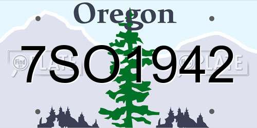7SO1942 Oregon License Plate