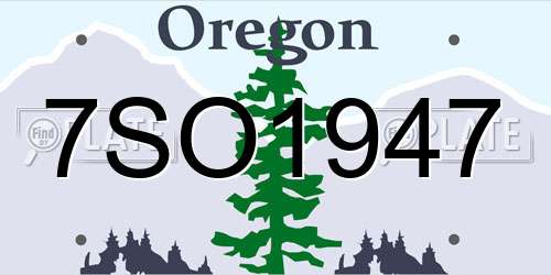 7SO1947 Oregon License Plate