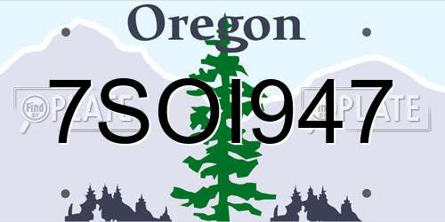7SOI947 Oregon License Plate