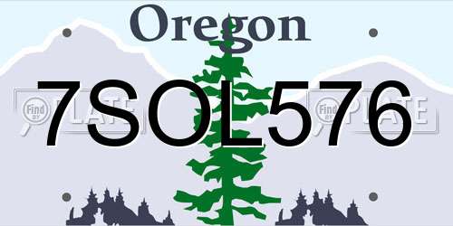 7SOL576 Oregon License Plate