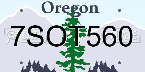 7SOT560 Oregon License Plate