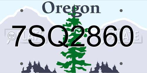 7SQ2860 Oregon License Plate
