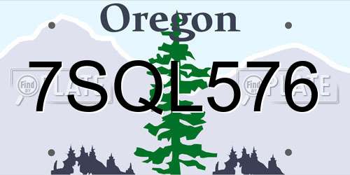 7SQL576 Oregon License Plate