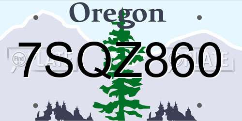 7SQZ860 Oregon License Plate