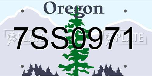 7SS0971 Oregon License Plate