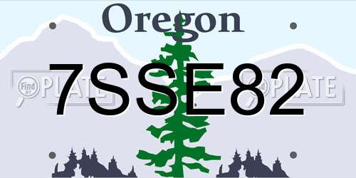 7SSE82 Oregon License Plate
