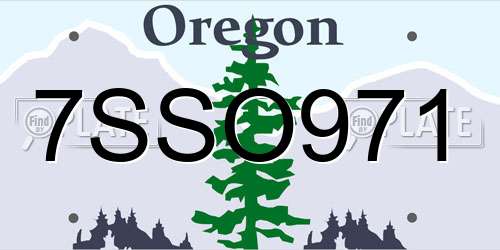 7SSO971 Oregon License Plate