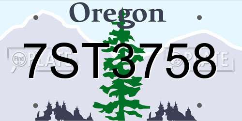 7ST3758 Oregon License Plate